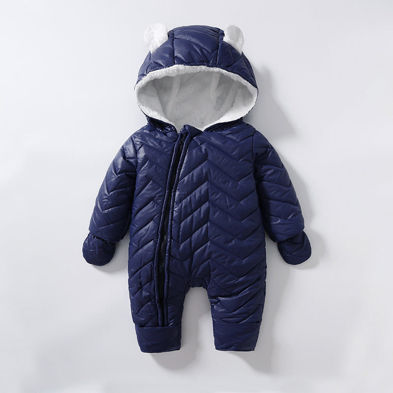 Manteau en coton pour bébé, combinaison coupe-vent matelassée doublée de polaire