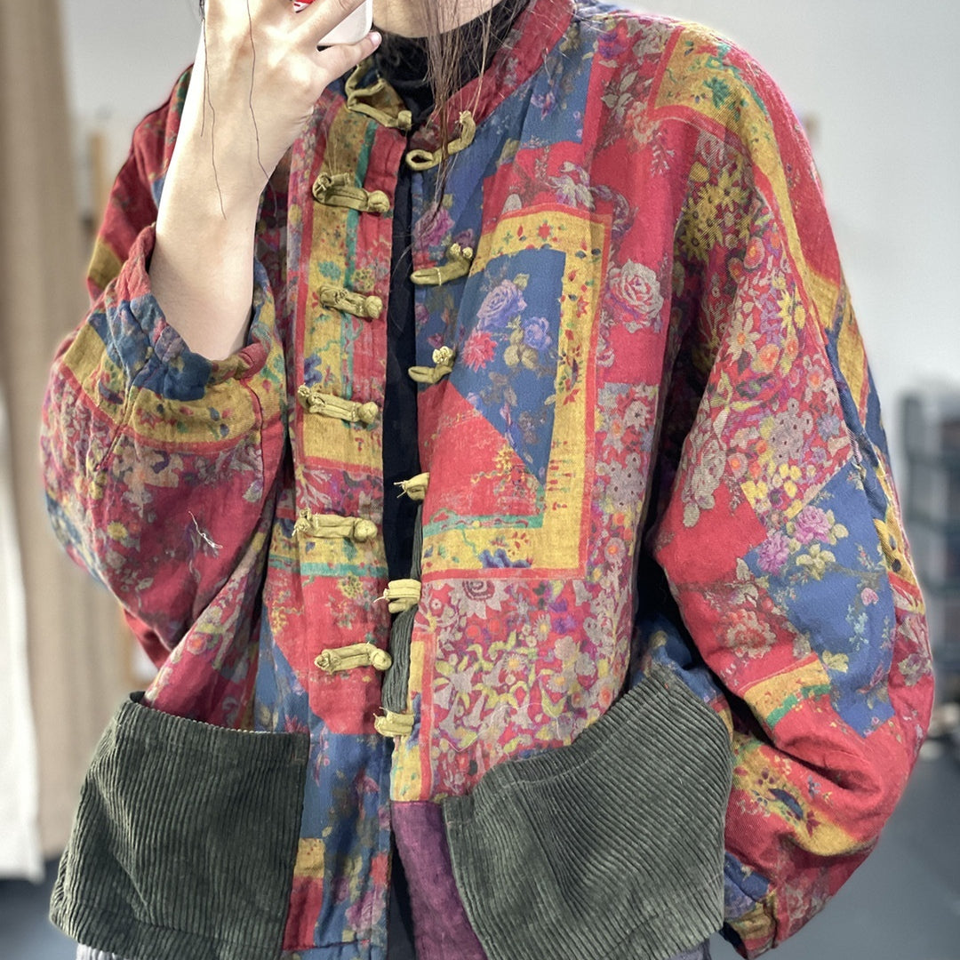 Autumn Ethnic Style Chinese Artistic Retro Printing Coat