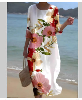 Women's Clothing Floral Printed Round Neck Dress