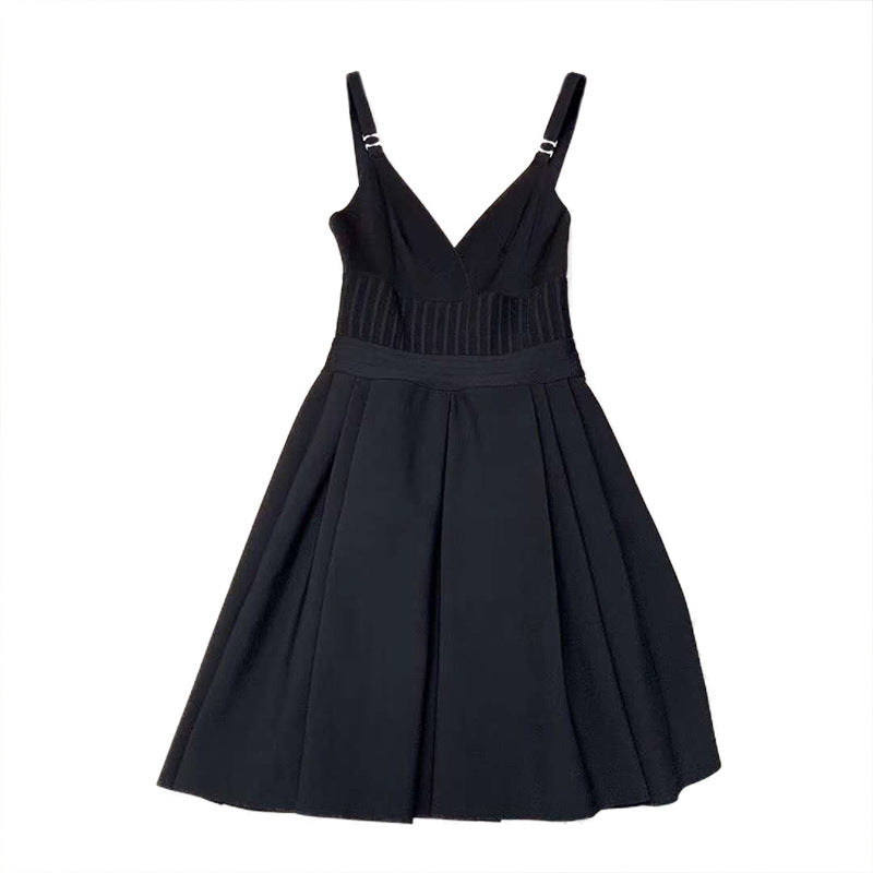 V-neck dress waist waist cut dress