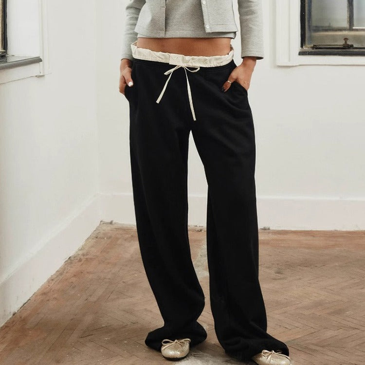 Women's Drawstring Wide-leg Sweatpants Loose Draggle-tail Trousers