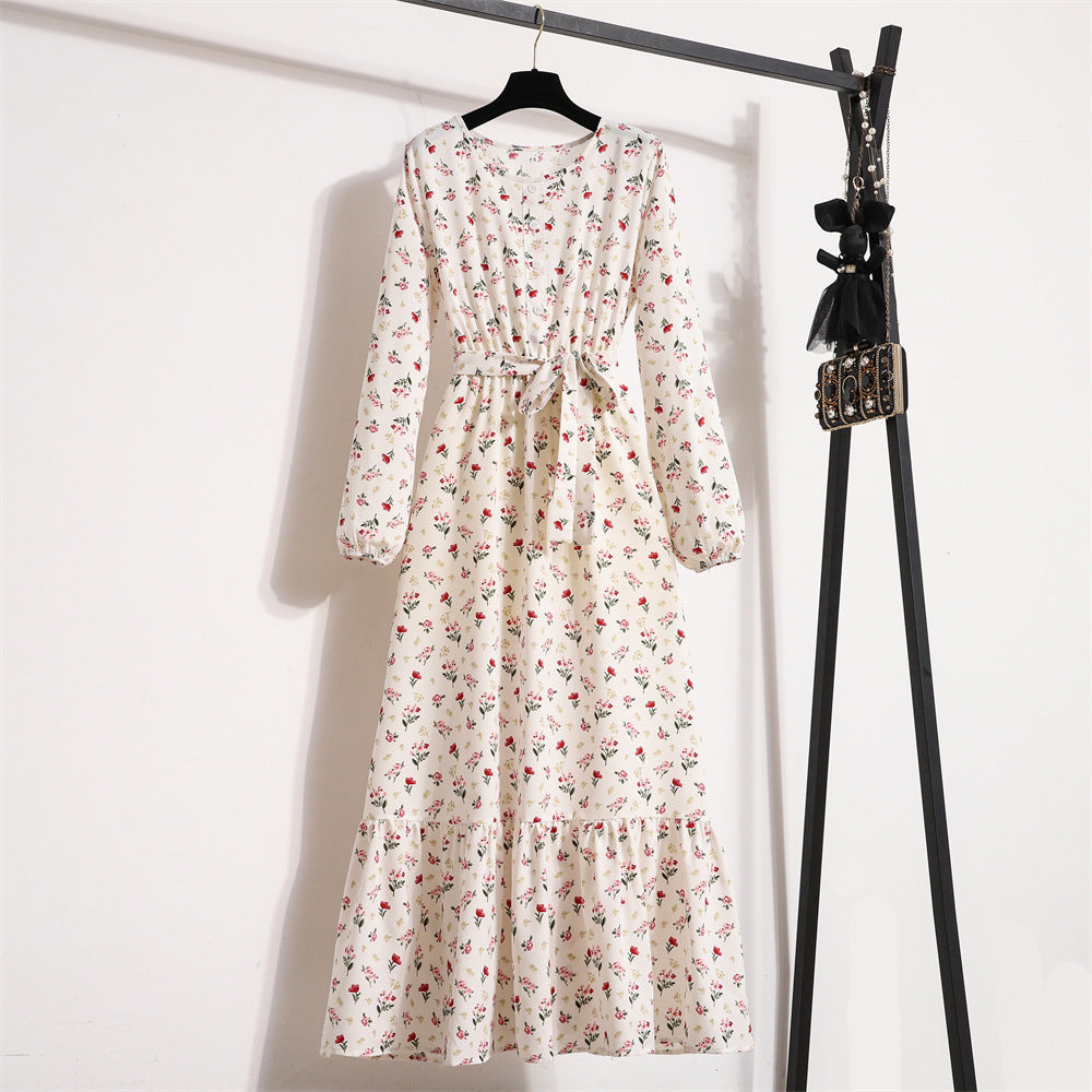 Vintage Floral Long Sleeve Dress Women