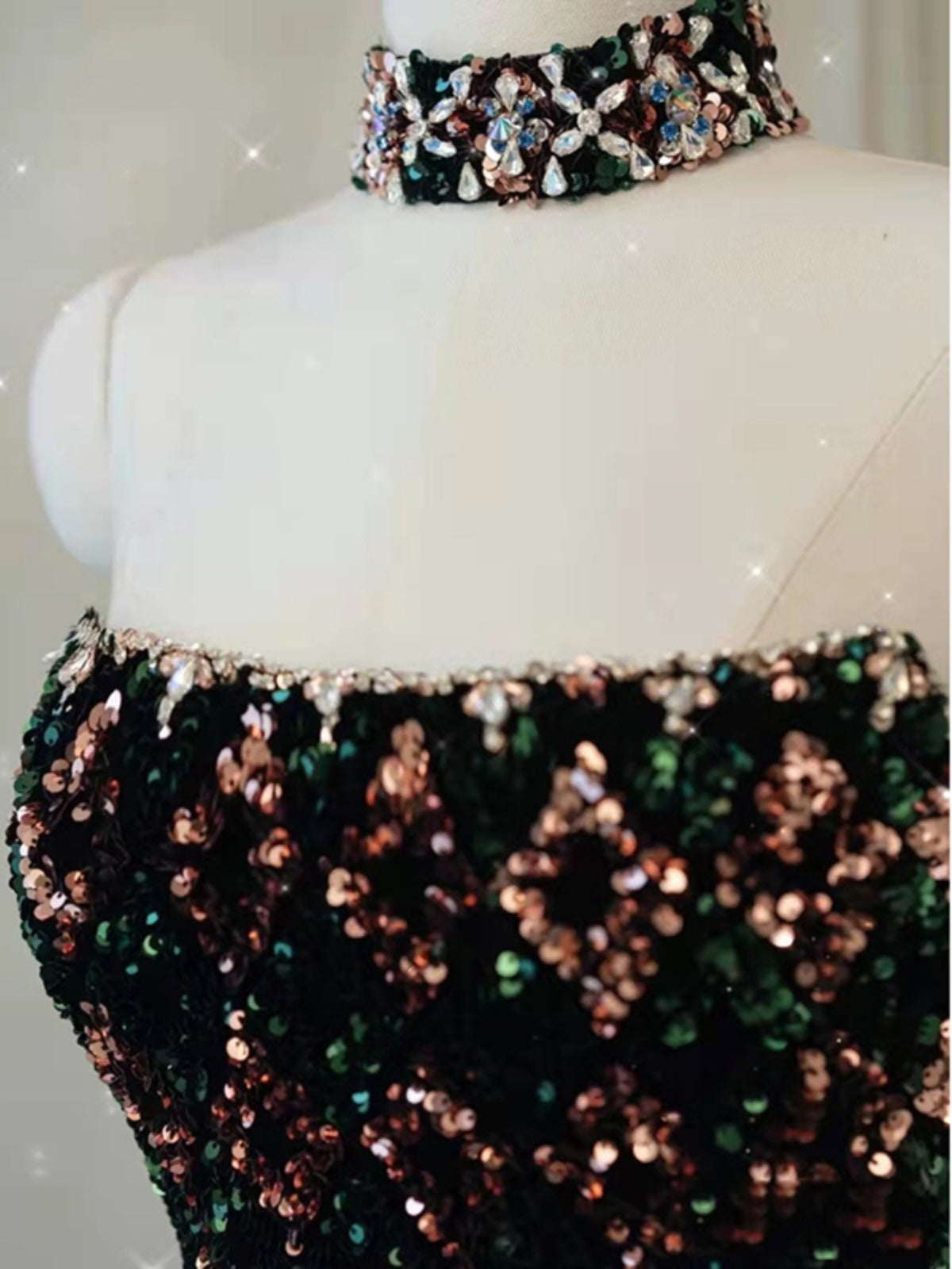 Robe de Performance à paillettes pour femmes, jupe à queue traînée