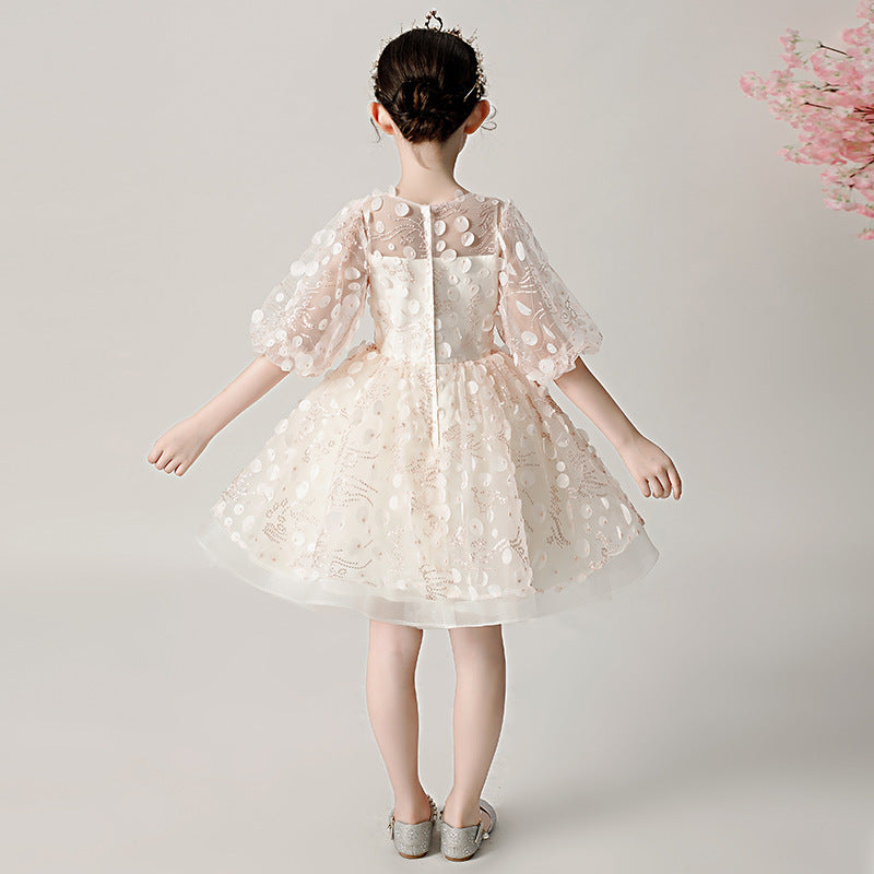 Girls Flower Girl Sequin Flower Wedding Dress