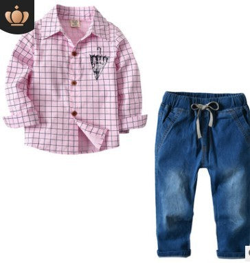 Conjunto de ropa para niño de otoño, conjunto de tops y pantalones vaqueros, conjunto para niños