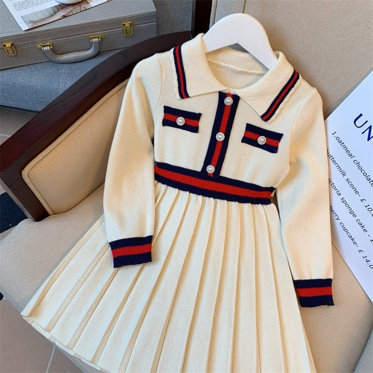 Robe tricotée Preppy d'automne pour fille