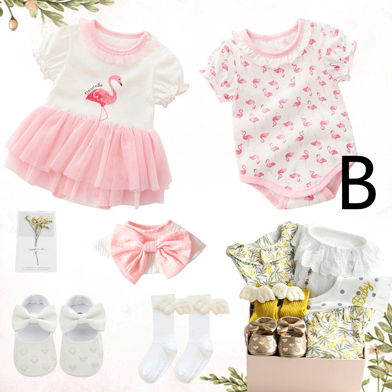 Coffret cadeau pleine lune pour bébé fille, barboteuse en coton, costume, robe de princesse, vêtements