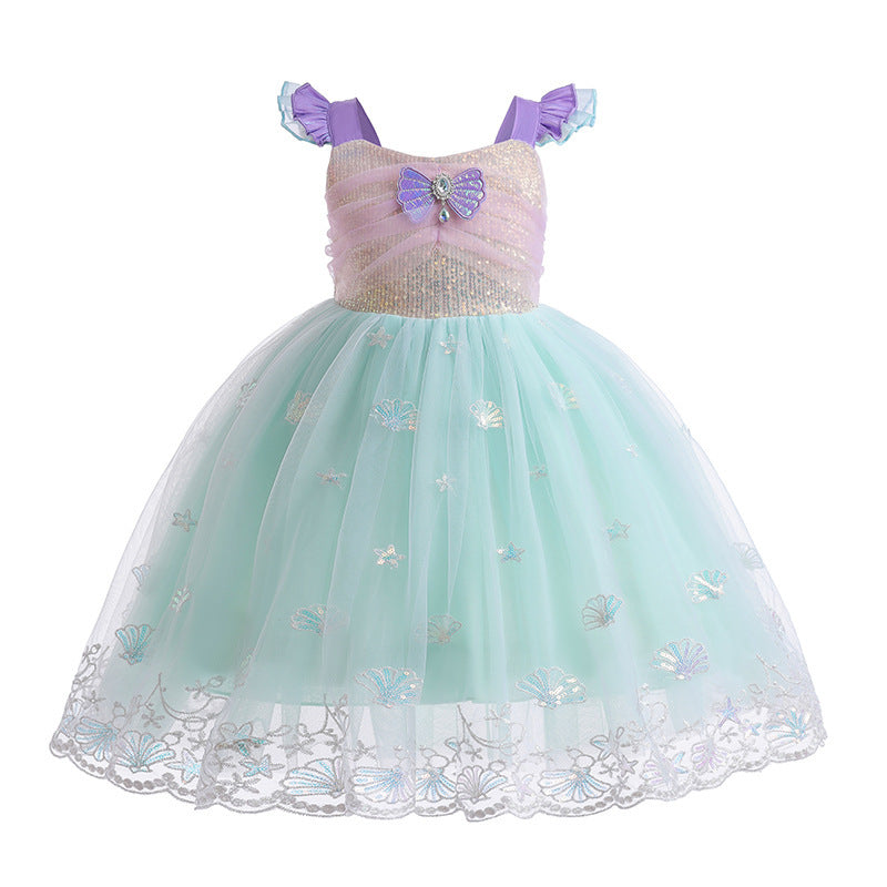 Robe d'été pour filles, à paillettes, petite fille