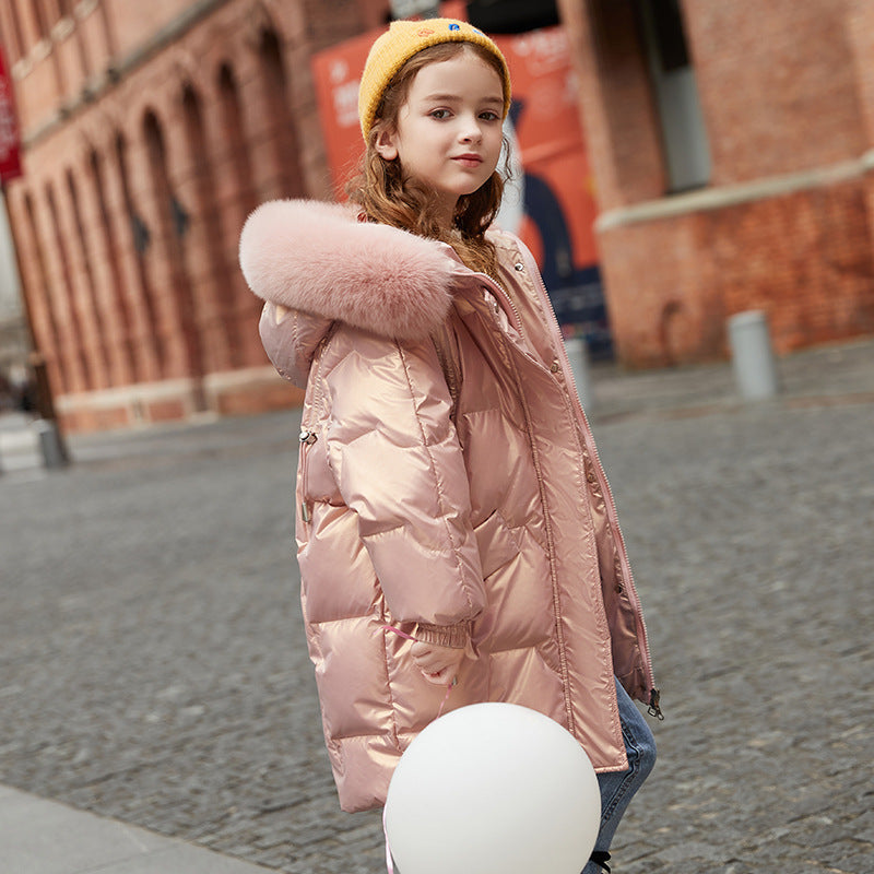 Children's Mid-length New Western Style Down Jacket