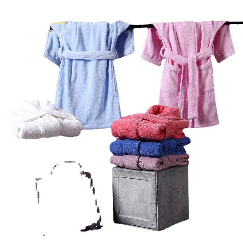 Children's Simple Solid Color Cotton Bathrobe