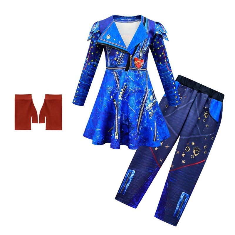 Ensemble de costumes d'Halloween pour enfants de couleur bleue pour filles