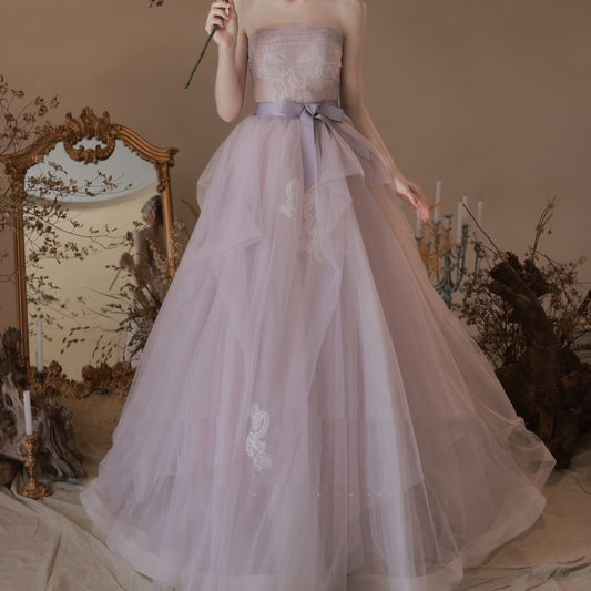 Dîner de fête violet robe bustier tubulaire robe de mariée