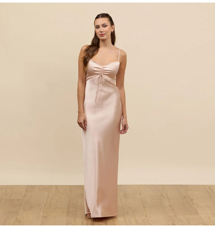 Robe de demoiselle d’honneur en satin Robe de groupe de filles Bestie