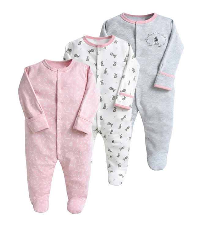 Three-piece Baby Foot-wrapped One-piece Long-sleeved Fart Dress Gift Box