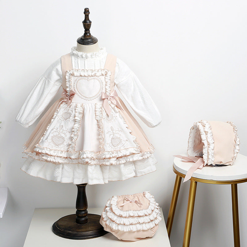 Robe à bretelles pour filles, robe de princesse Lolita, ensemble de robes pour enfants