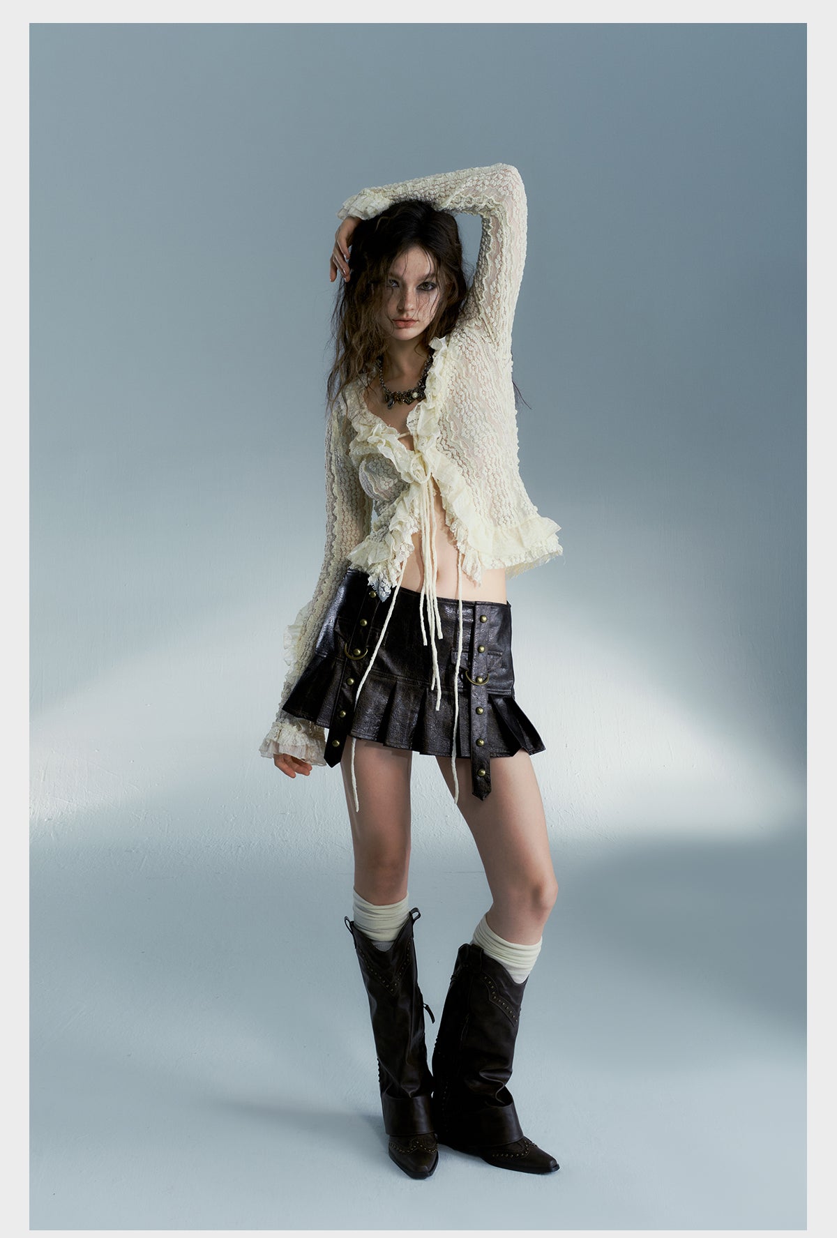 Heavy Wash Leather Skirt Skirt Female Autumn Winter