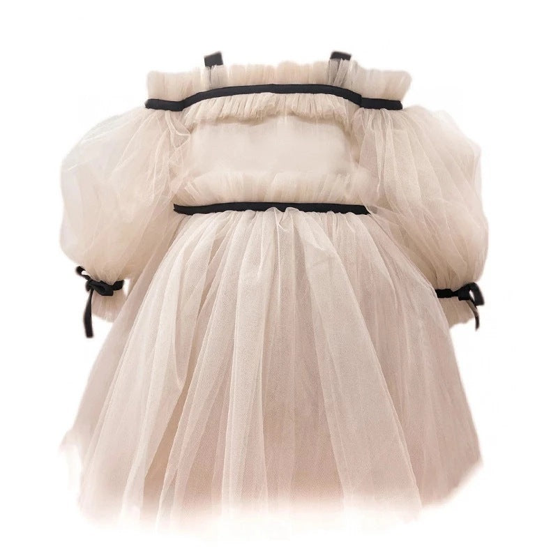 Robe de bal élégante pour enfants, robe en tulle à manches bouffantes