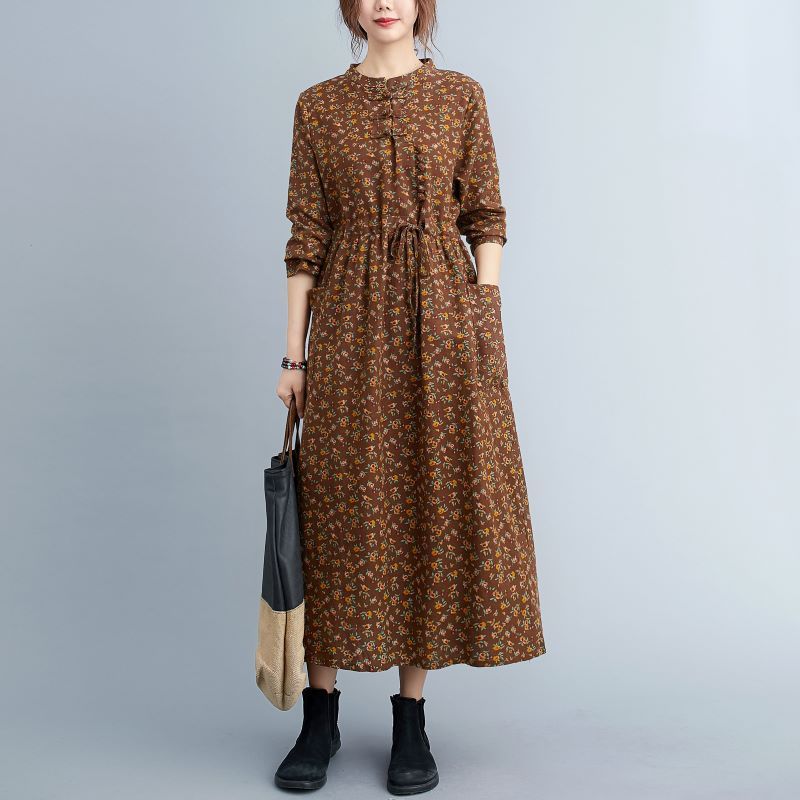 Robe fleurie à cordon de serrage pour femme