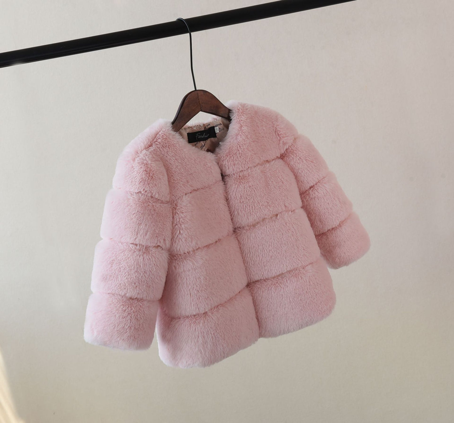 Faux Fur Middle And Large Girls Top Coat