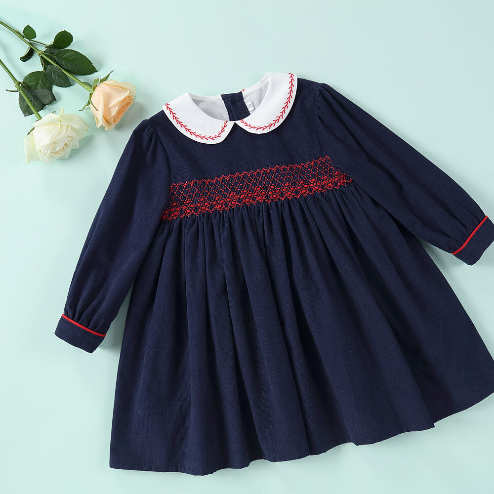 Ropa infantil de pana Vestido de otoño para niñas