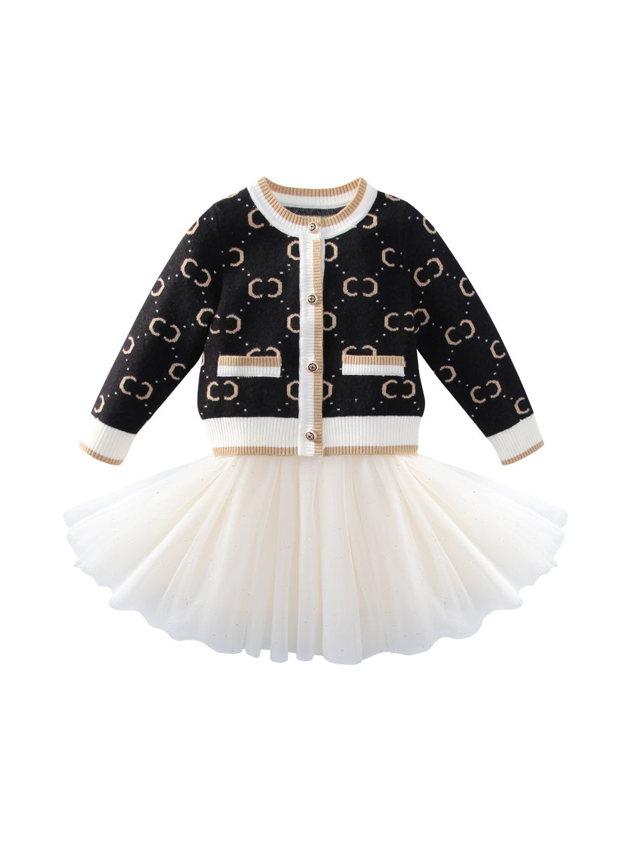 Gilet cardigan tricoté pour fille