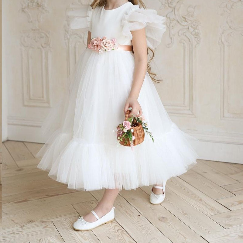 Robe de princesse d'anniversaire pour filles avec fil moelleux