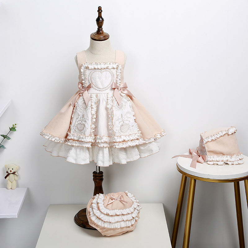 Robe à bretelles pour filles, robe de princesse Lolita, ensemble de robes pour enfants