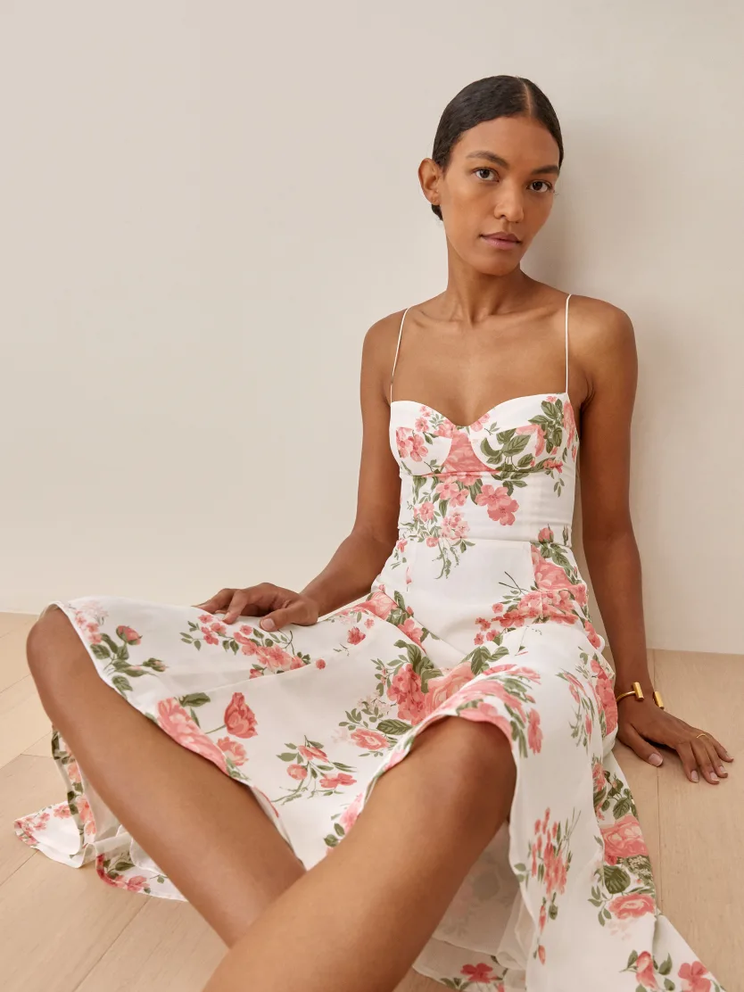 Vestido veraniego para mujer, ropa con tirantes, vestido acampanado con cordones, vestido con estampado Floral, vestido de longitud media