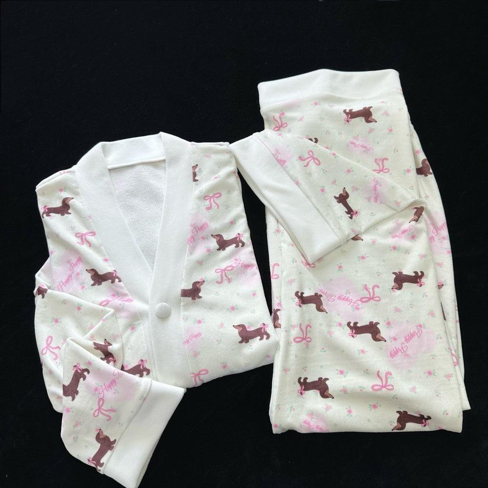 Island Velvet Sausage Dog Pajamas Women's Cute Outdoor Homewear