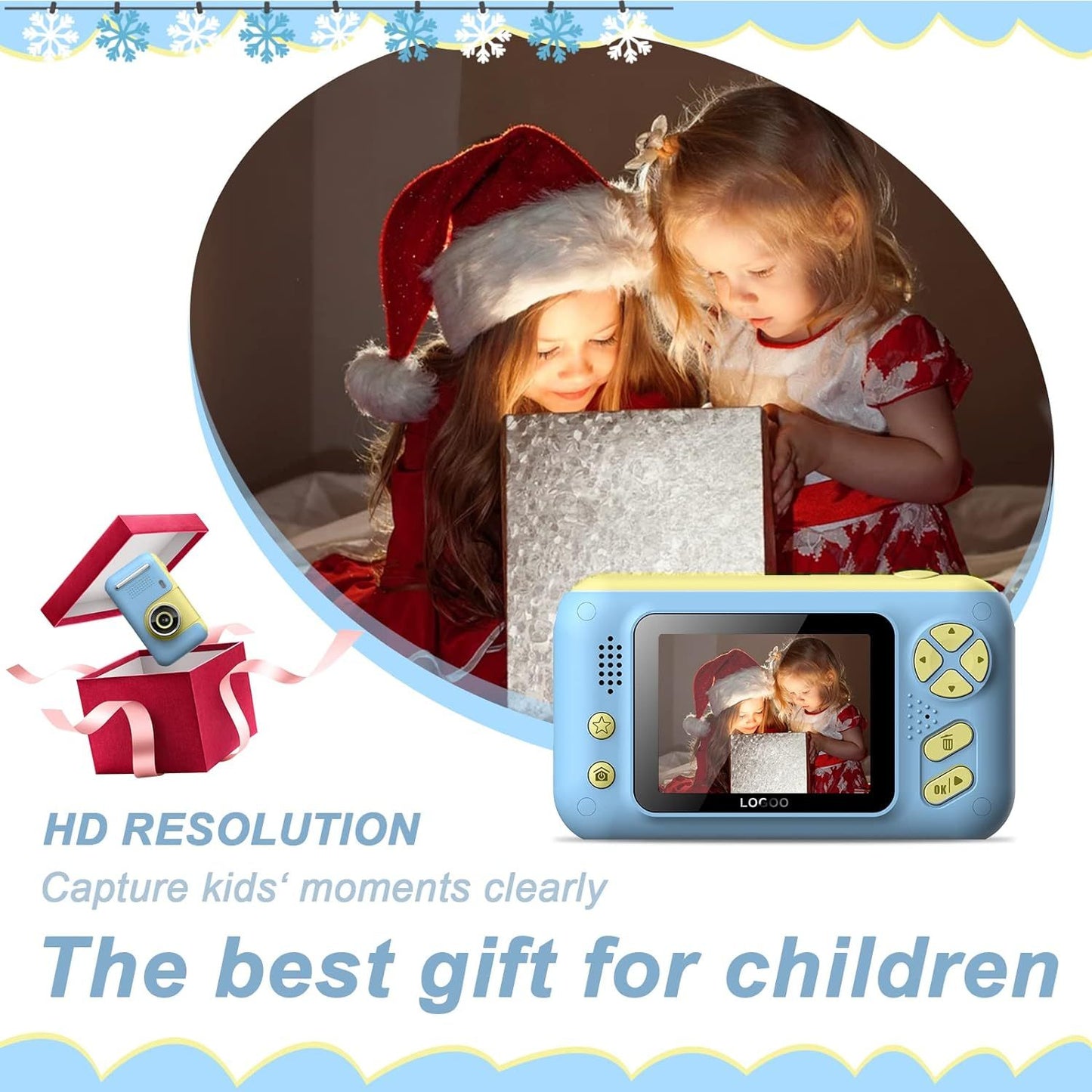 Appareil photo pour enfants, appareil photo numérique à selfie pour enfants pour filles et garçons de 3 à 12 ans avec résolution photo de 20 MP, caméra vidéo HD 1080P avec carte SD de 32 Go et perche à selfie