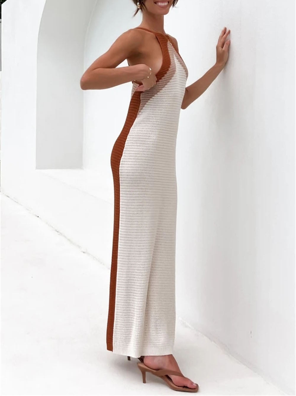 Crochet Summer New Long Knitted Dress Stitching Bikini Beach Dress Crochet