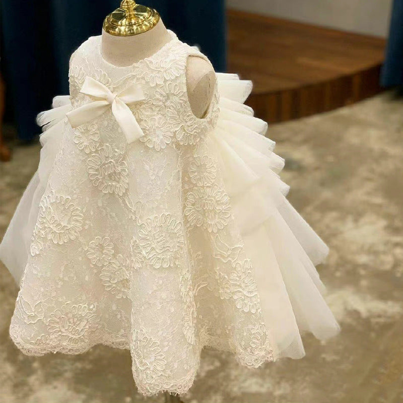 Robe fille avec paillettes blanches élégantes pour anniversaire