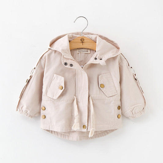 Children's European And American Solid Color Trench Coat