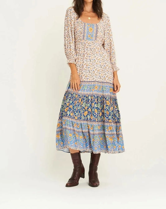 Vestido largo bohemio de manga larga con posicionamiento adelgazante para mujer de otoño