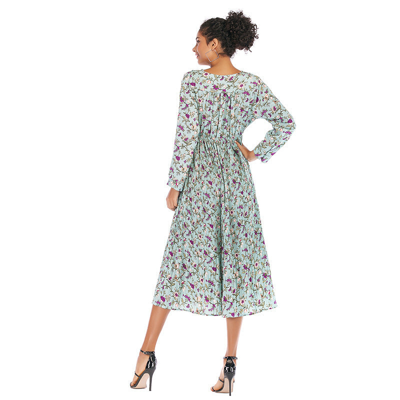 Vestido de gasa floral pequeño a la moda para mujer