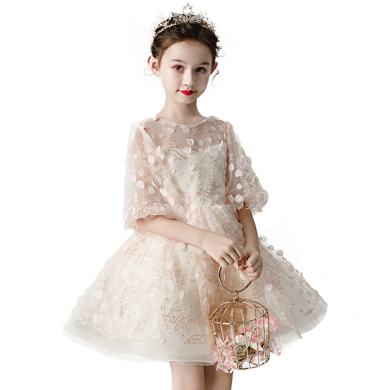 Girls Flower Girl Sequin Flower Wedding Dress