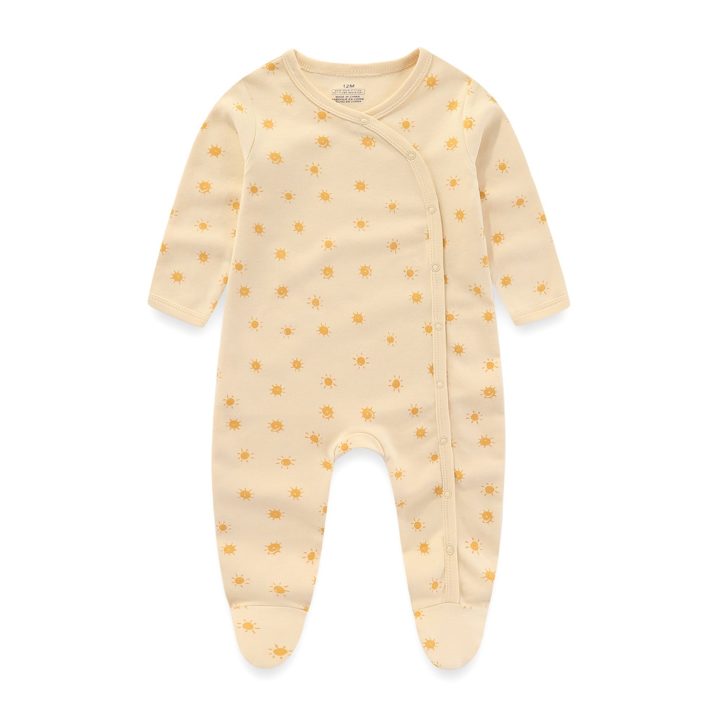 Combinaison en coton à manches longues pour bébé, 3 pièces, barboteuse enveloppée de pieds, pyjama sans os, couture, nouvelle collection