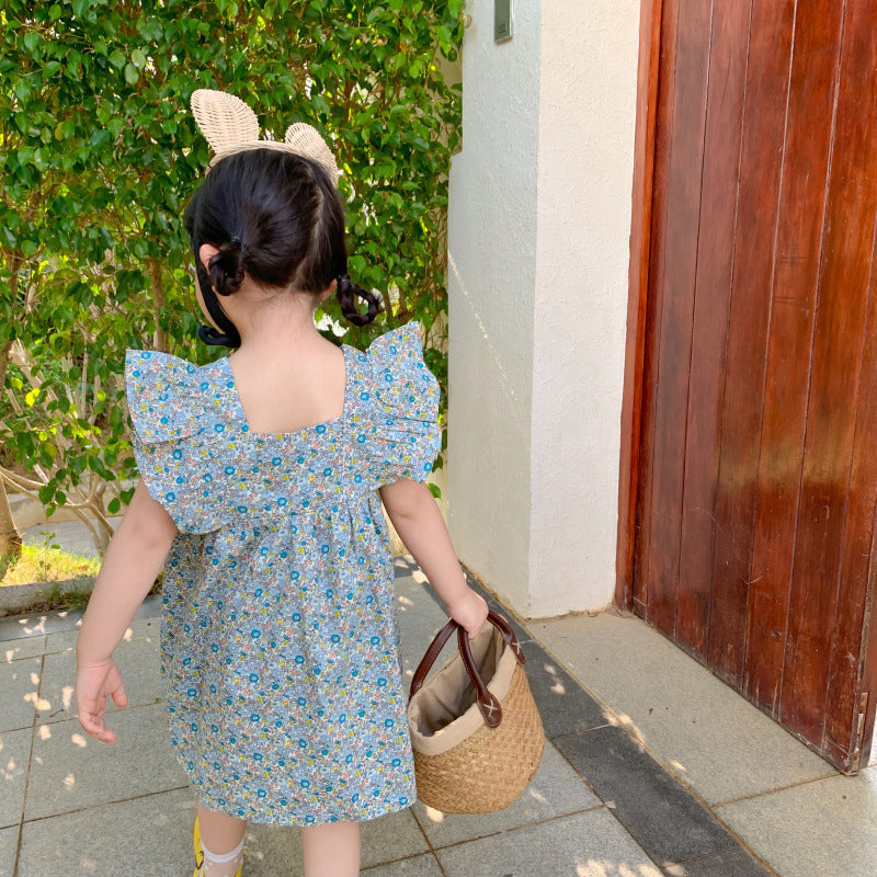 Robe fleurie à manches volantes pour fille