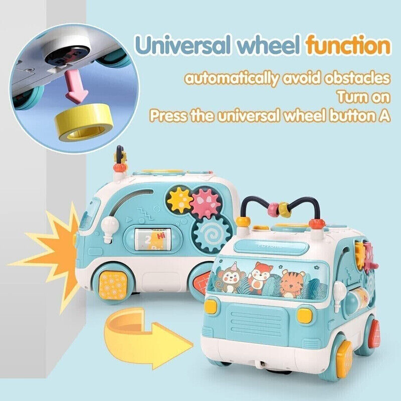 Jouets de bus musicaux pour bébé, Cube d'activité pour tout-petits avec lumières et sons, équipement rotatif