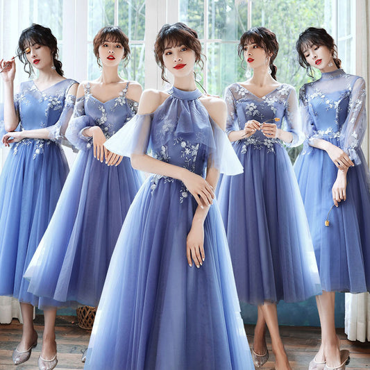 Blue Bridesmaid Dress Ladybros' Female Dress