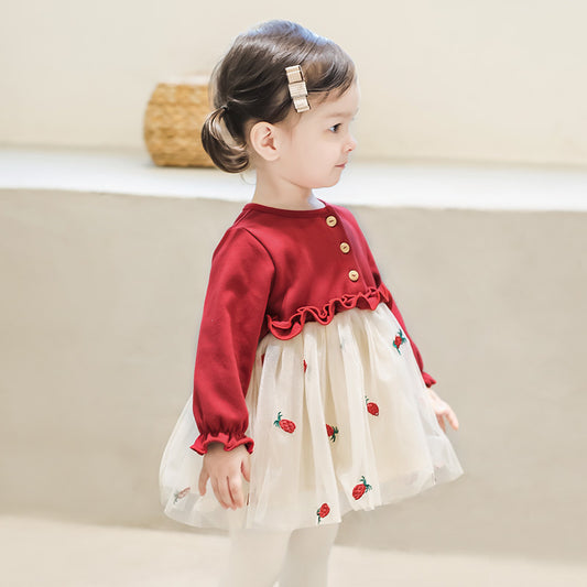 Robe en coton pour filles, jupe en gaze