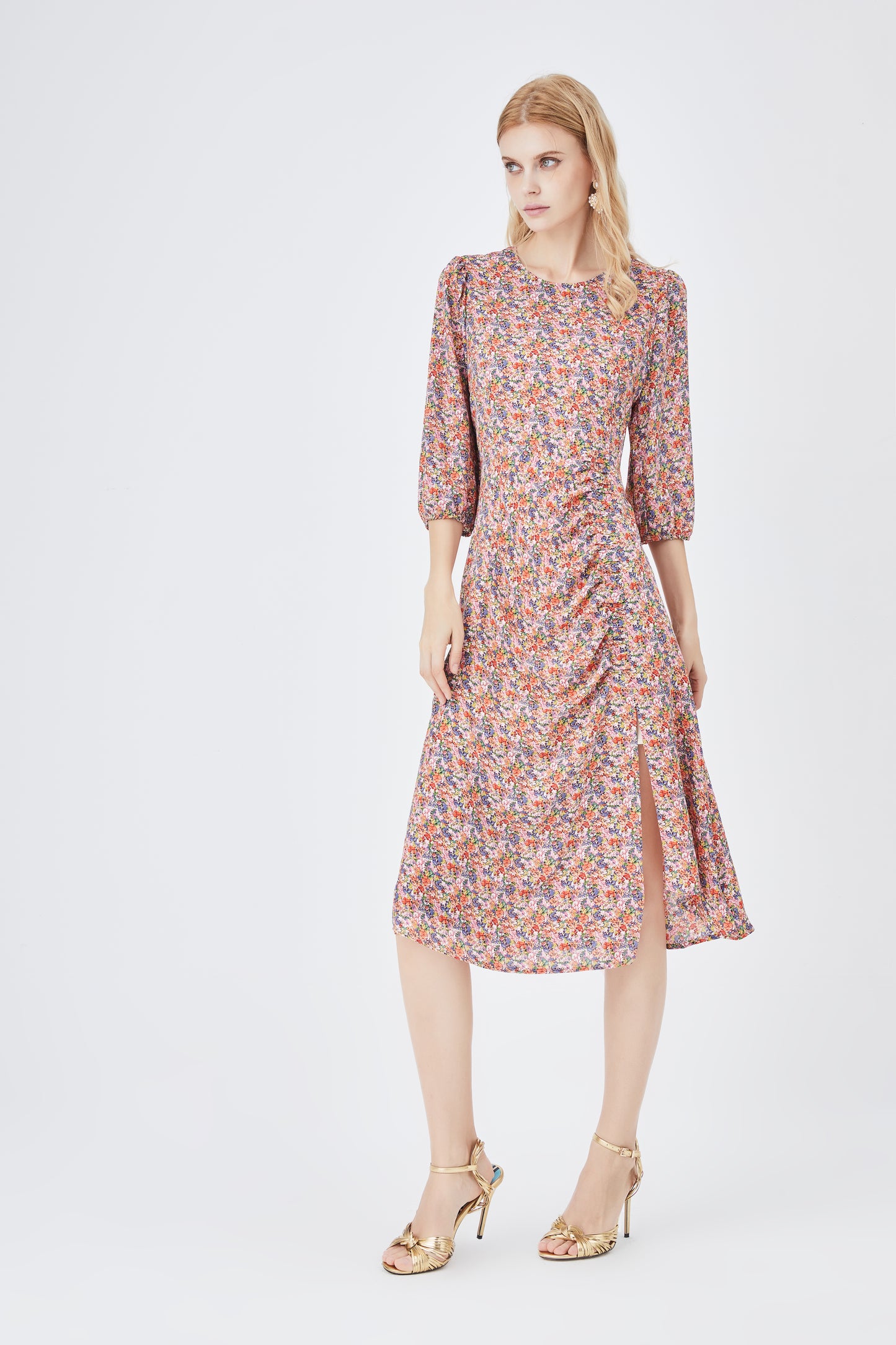 Robe pour femmes printemps été français avancé rétro coréen col carré romantique à fleurs