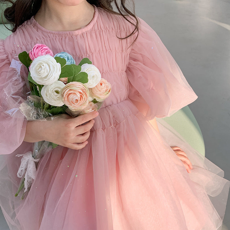 Children's Bling Shiny Puffy Yarn Dream Princess Dress