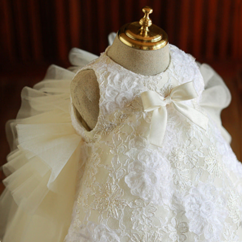 Robe fille avec paillettes blanches élégantes pour anniversaire