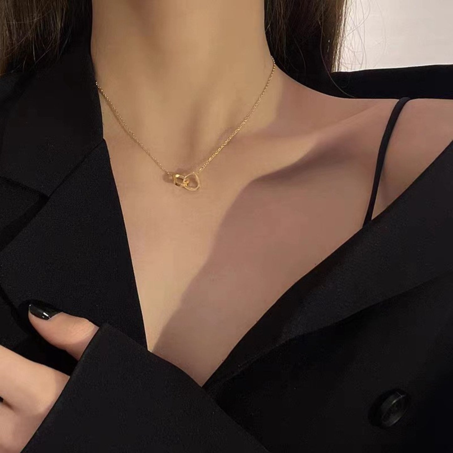 Collar de aleación con doble corazón