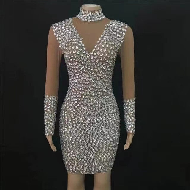 Robe de soirée cocktail sexy à paillettes de style européen et américain