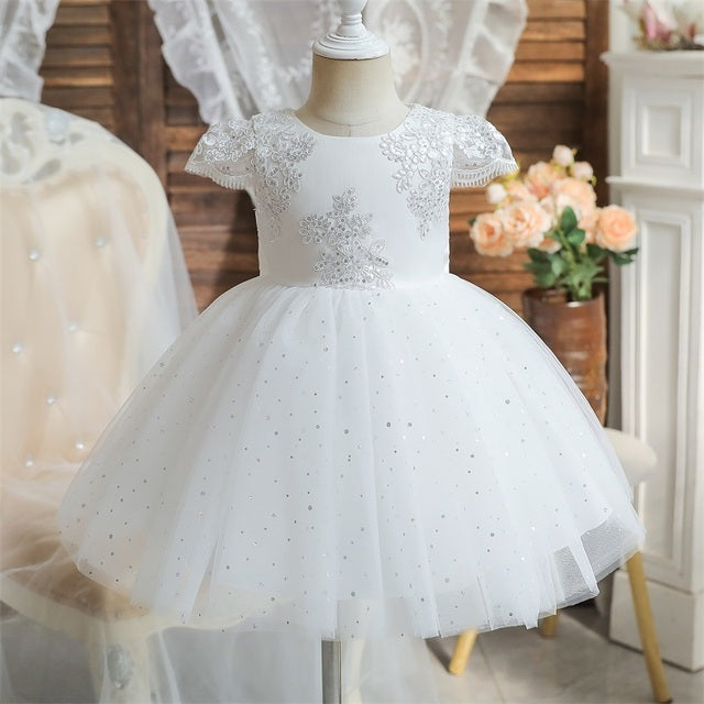 Robe d'anniversaire pour filles de 1 an, Costume de fleur de mariage en dentelle