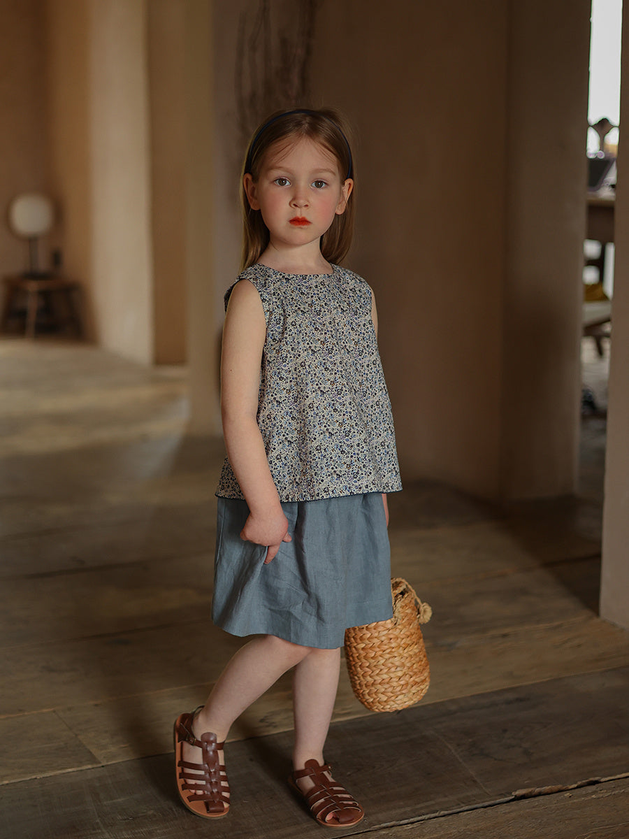 Gilet floral en coton à la mode pour filles