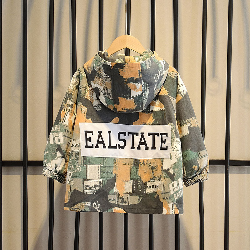 Boys' Autumn Korean Casual Hooded Camouflage Jacket