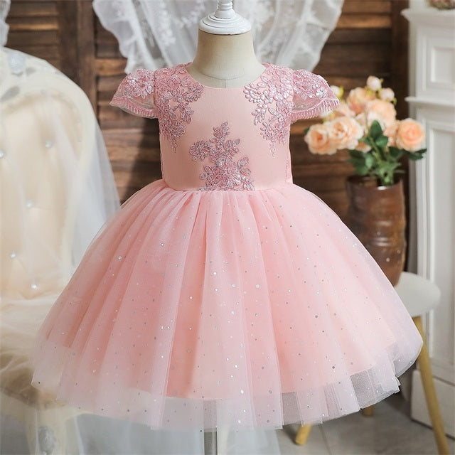 Robe d'anniversaire pour filles de 1 an, Costume de fleur de mariage en dentelle